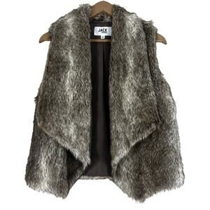 Jack by BB Dakota Faux Fur Vest Womens S Brown Open Front Western Mob Wife Core
